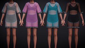 Exercise Fitness Outfit - Sports Bra and Shorts Sports wear 3D model