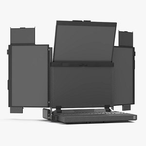 Professional Laptop with 7 Screens Rigged 3D model