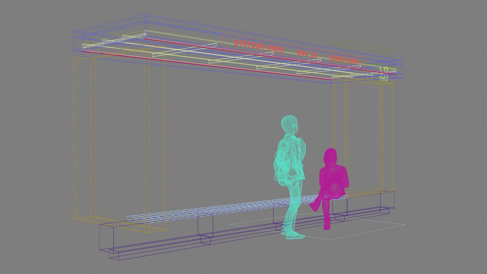 Modern bus stop model - TurboSquid 1713656