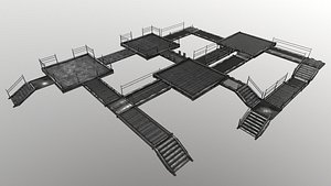 3D model ground stair set