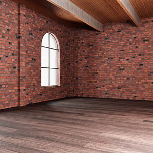 3D model brick wall house interior