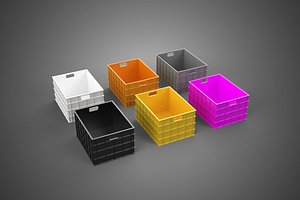 STANDARD YELLOW PURPLE ORANGE WHITE BLACK GRAY PLASTIC CRATE BOX