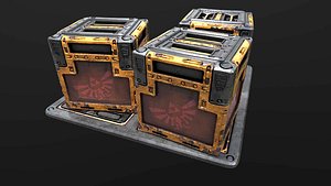 Sci-Fi Cargo Crate Transport Box Stage 3D