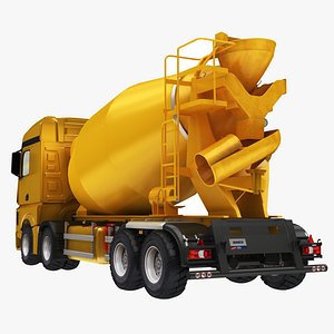 3D Concrete Cement Mixer Truck Yellow