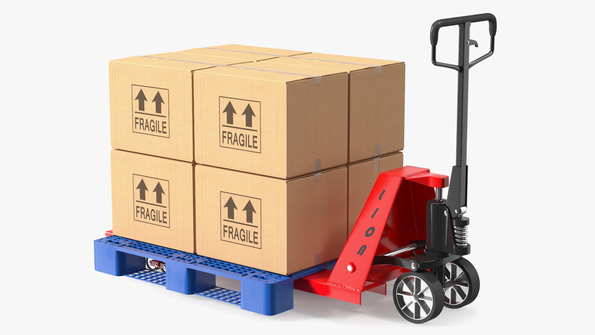 Hand Pallet Truck With A Pallet Full Of Boxes 3D model preview