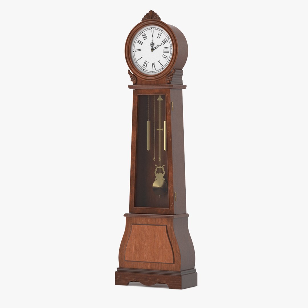 Grandfather Clock Dark Wood 3D model preview