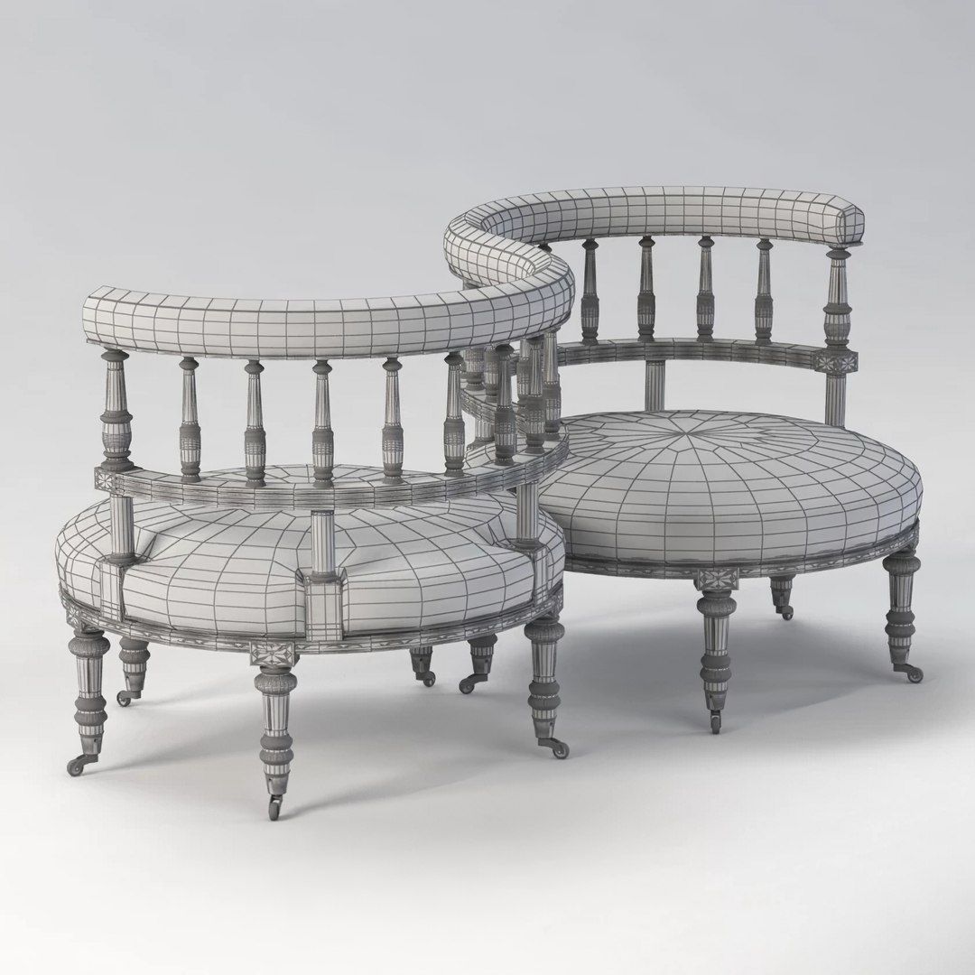 Unforgettable Antique Courting Chair Model TurboSquid 1952030