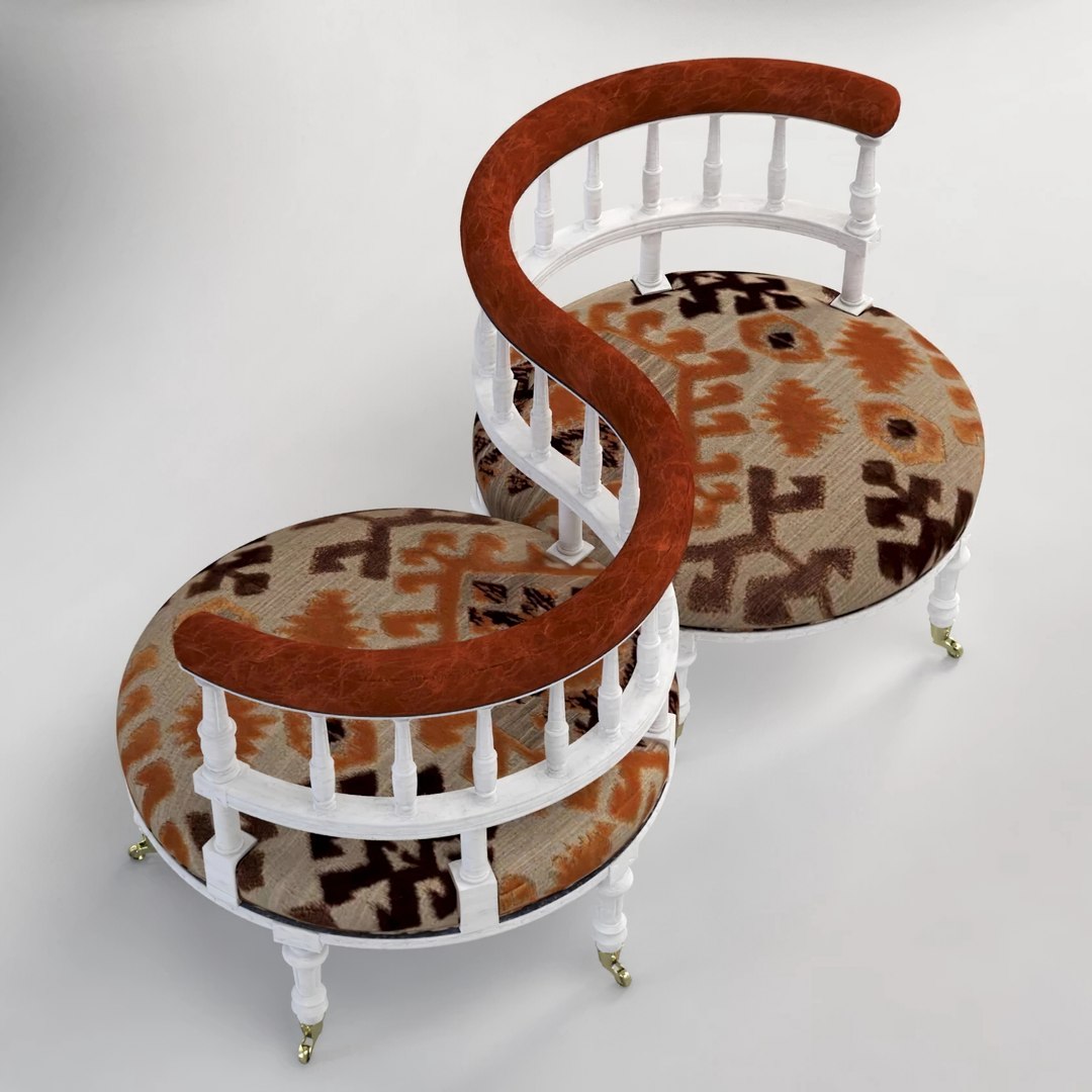 Unforgettable Antique Courting Chair Model TurboSquid 1952030