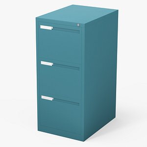 3D model Filing Cabinet 3 Drawer Blue