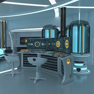 3D Futuristic Control Panel Station
