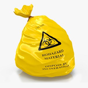yellow biohazard trash bag 3D model