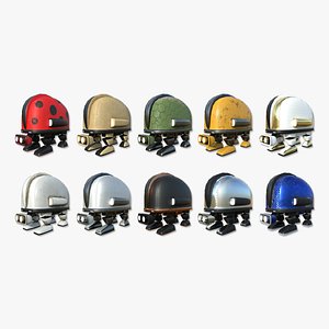 3D 10 Turtleback Robots J - SciFi Character Design