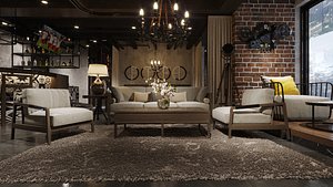 Living Dining Room 3D Model Scene