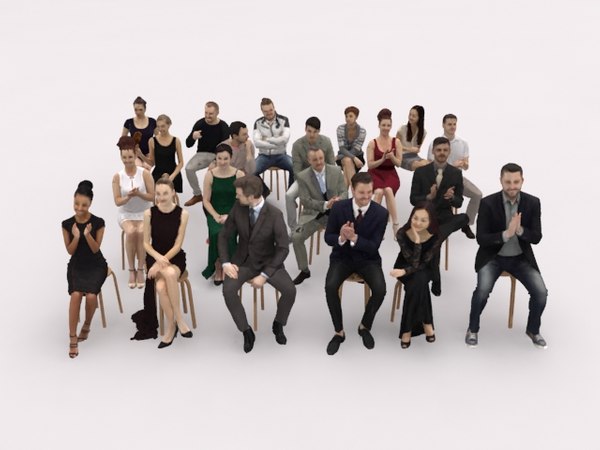 20x LOW POLY CASUAL ELEGANT SITTING WOMAN MAN PEOPLE CROWD