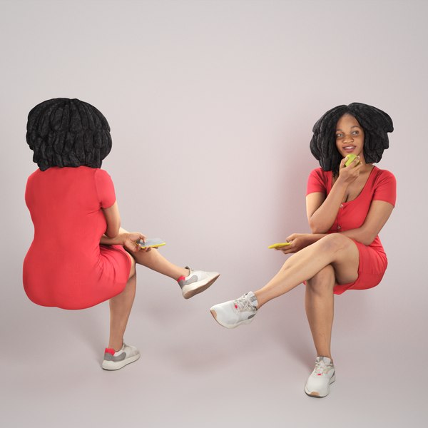 3D model Beautiful young woman with apple 291