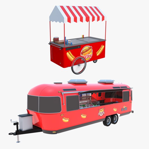 3D Hot Dog Cart and Food Truck