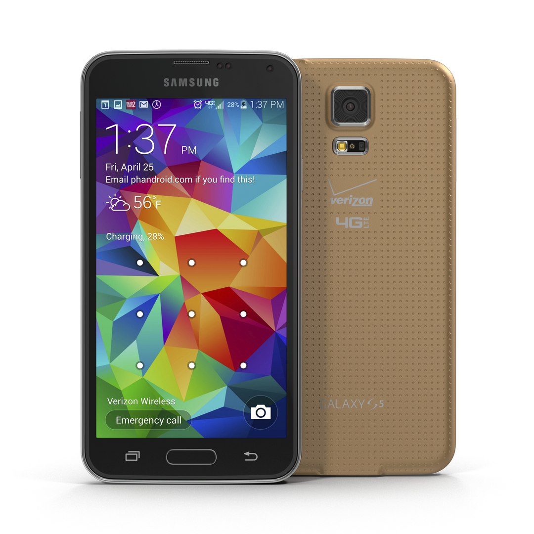 Samsung Galaxy S5 Gold 3D Model 3D model preview
