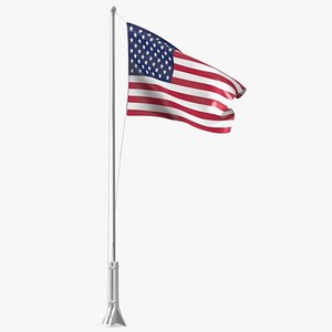 USA Flag on Small Flagpole
