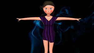 free low poly woman in dress 47