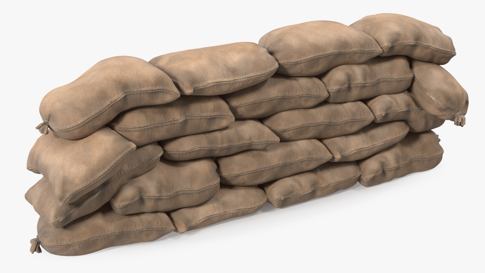 Sandbag Wall Dirty 3D model preview