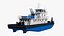 Push Boat Ship and Cargo Barge with Coal Load 3D model