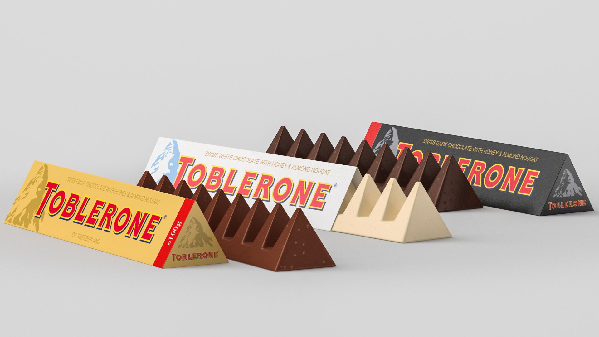 Paquet de chocolat noir Toblerone modèle 3D $19 - .3ds .blend .c4d .fbx  .max .ma .lxo .obj - Free3D