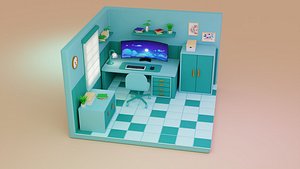3D isometric room collection model
