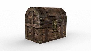 Antique Wooden Pirate-Style Storage Trunk