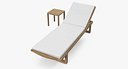 Garden Wooden Sun Lounger with Table