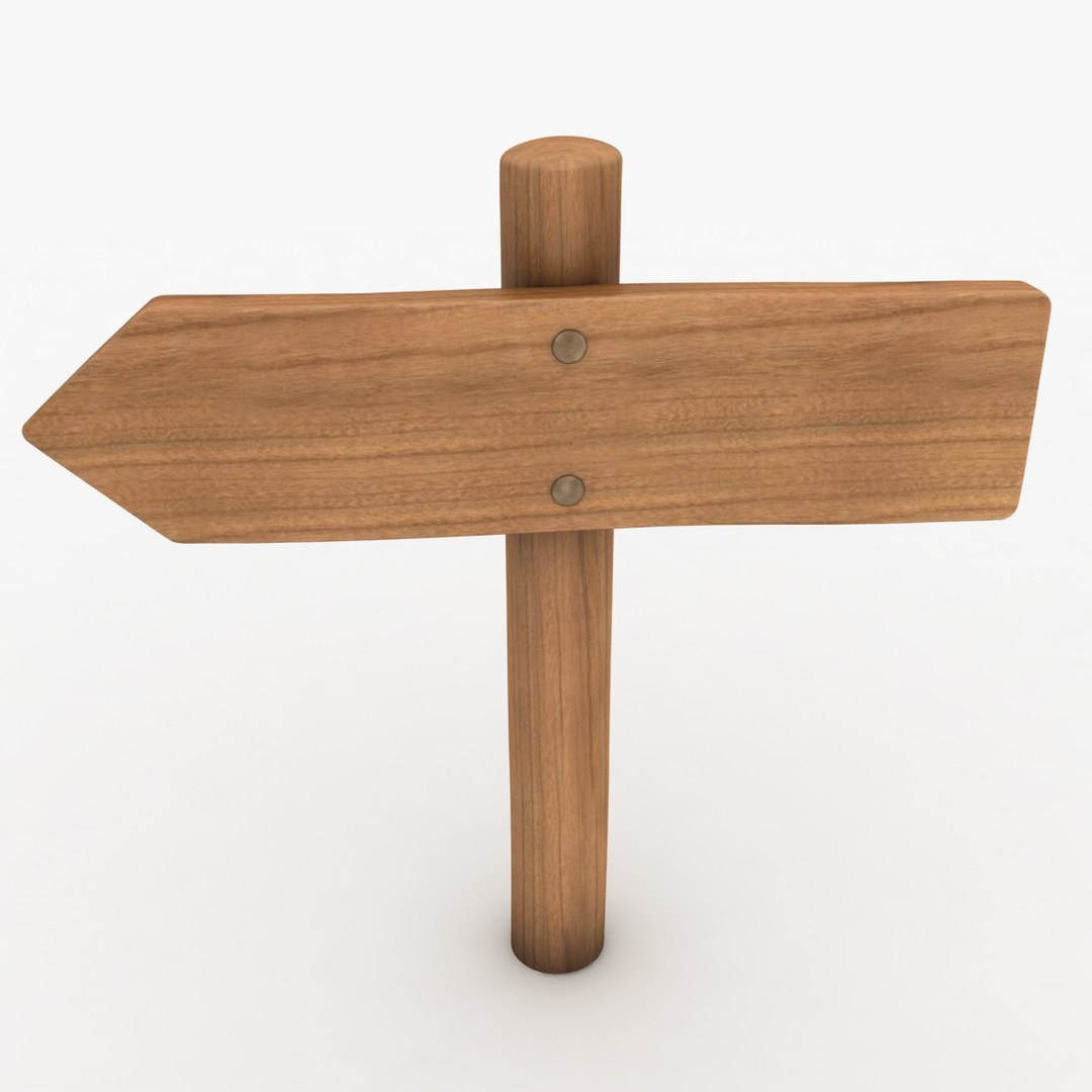 3d Realistic Wooden Signboard 03 Model