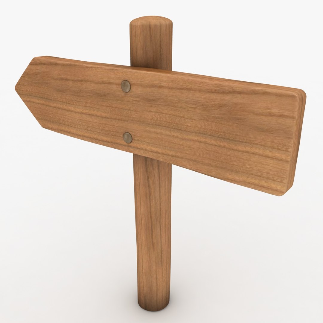 3d Realistic Wooden Signboard 03 Model