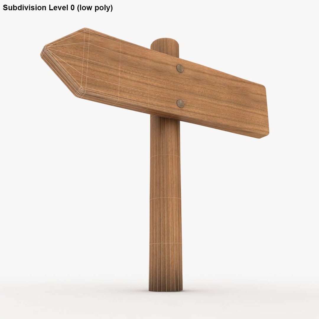 3d Realistic Wooden Signboard 03 Model