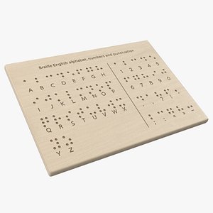 3D Braille Alphabet Wooden Board model
