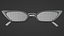 Gafas de sol estilo ojo de gato finas de color marrón claro vintage - Game Asset