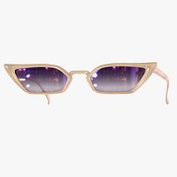Vintage Light Brown Thin Cat Eye Sunglasses - Game Asset
