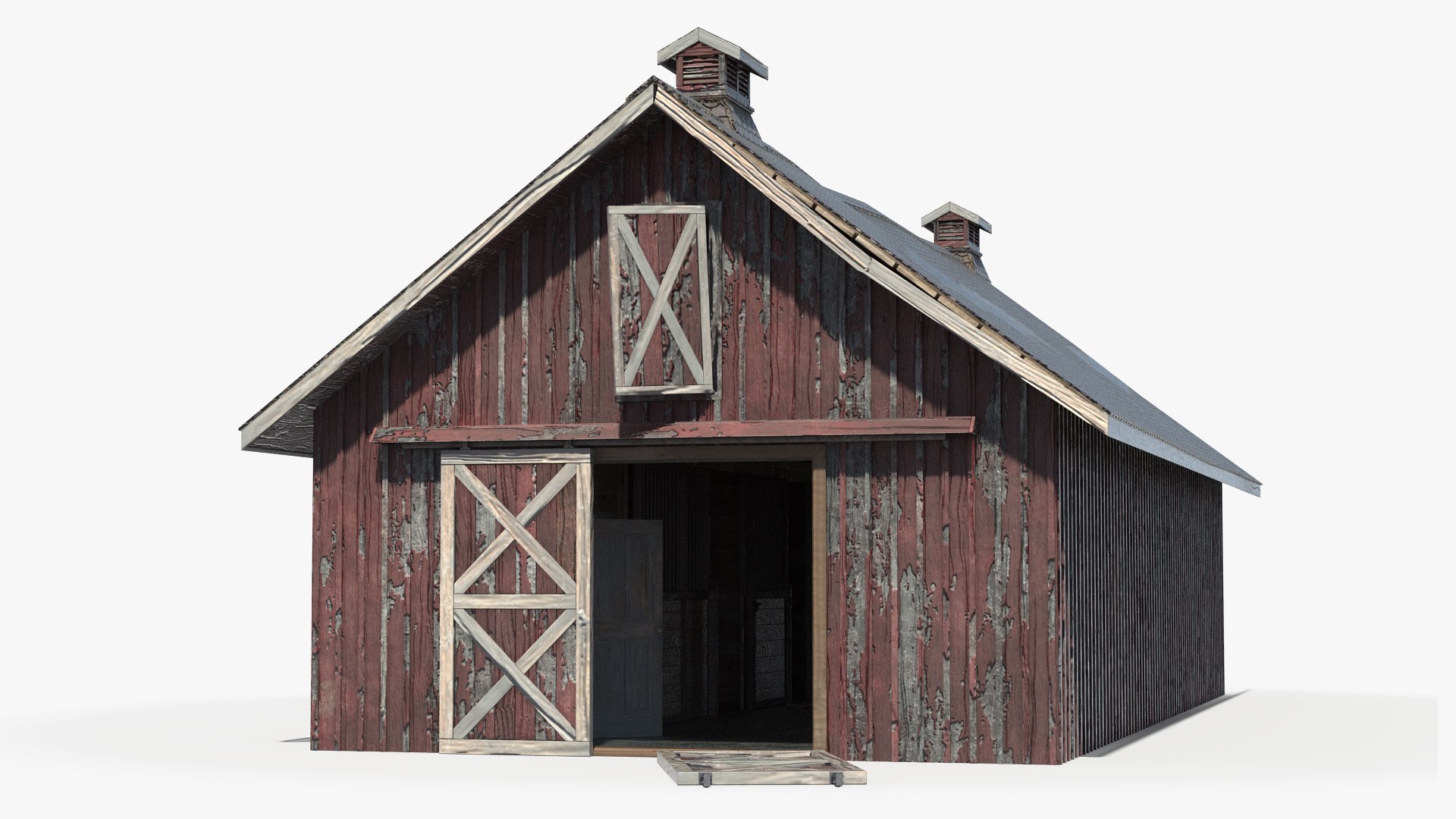 Old Derelict Wooden Barn 3D model preview