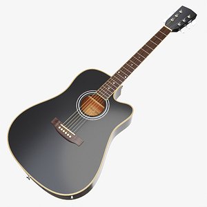 3D model Acoustic dreadnought guitar 02 black