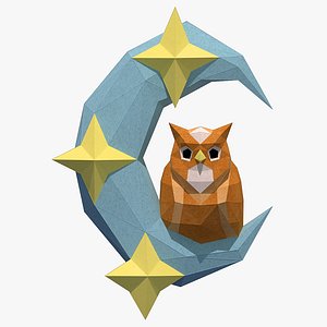 3D owl on the moon