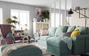 3D Scandinavian modern interior scene by IKEA model