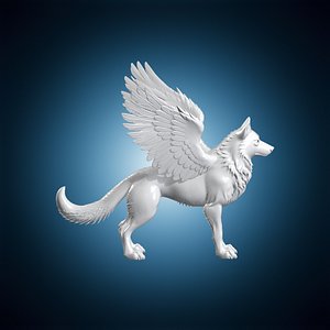 Winged Wolf Guardian 3D Print Model 3D model