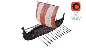 Viking Ship Low-poly 3D model