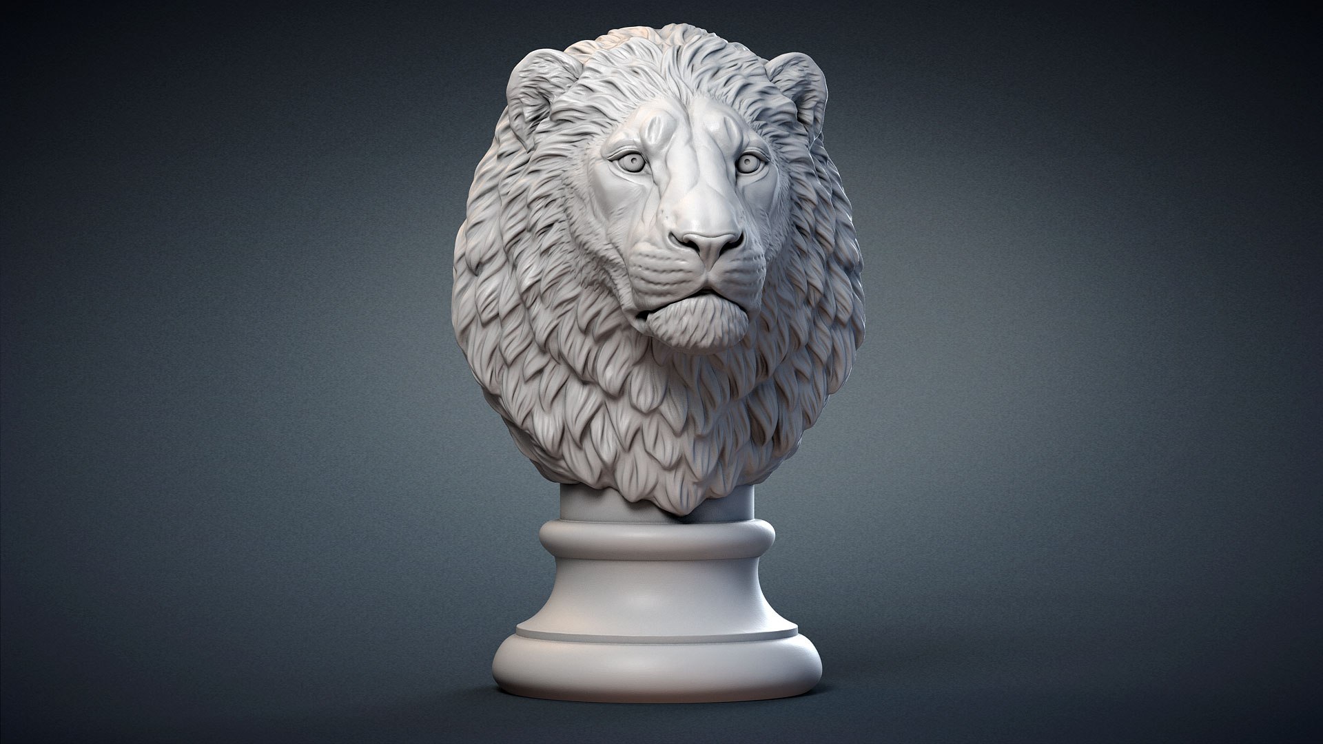 3D Model Lion Head Tabletop Animal Statue - TurboSquid 1966648