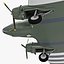 3d military transport aircraft douglas c-47 model