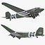 3d military transport aircraft douglas c-47 model