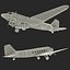 3d military transport aircraft douglas c-47 model