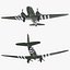 3d military transport aircraft douglas c-47 model