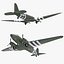 3d military transport aircraft douglas c-47 model