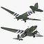 3d military transport aircraft douglas c-47 model