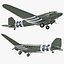 3d military transport aircraft douglas c-47 model