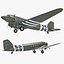 3d military transport aircraft douglas c-47 model